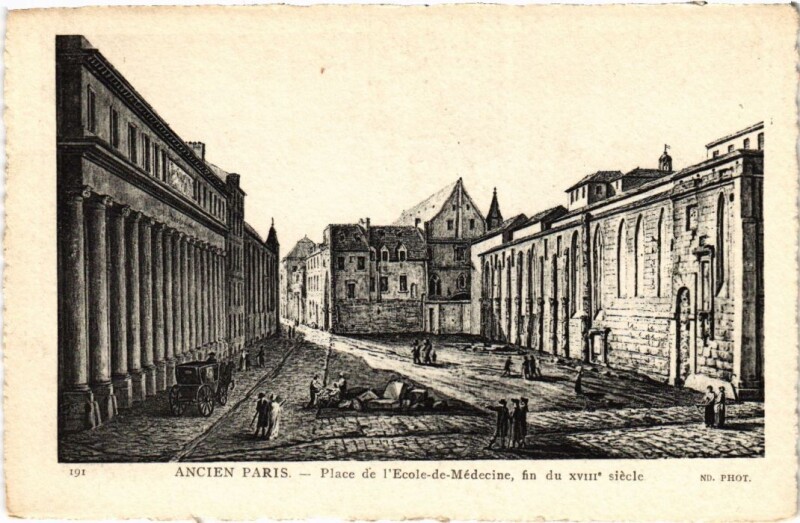 Carte postale ancienne Ancien Paris Place de l'Ecole de Medicine