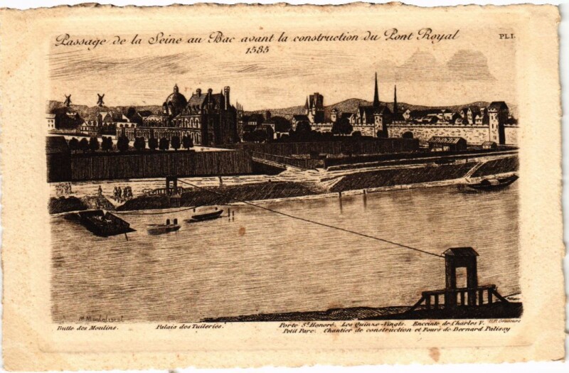 Carte postale ancienne Ancien Paris Passage de la Seine au Bac