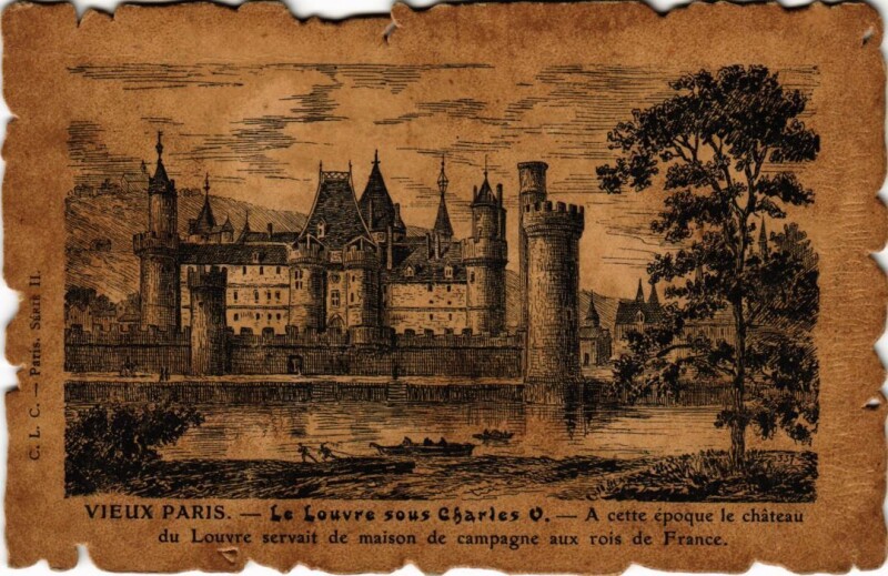 Carte postale ancienne Vieux Paris Le Louvre sous Charles V