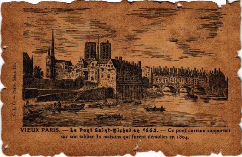 Carte postale ancienne Vieux Paris Pont Saint-Michel
