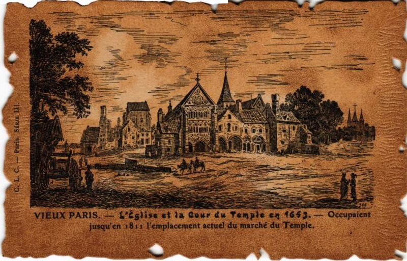 Carte postale ancienne Vieux Paris Eglise et Cour du Temple