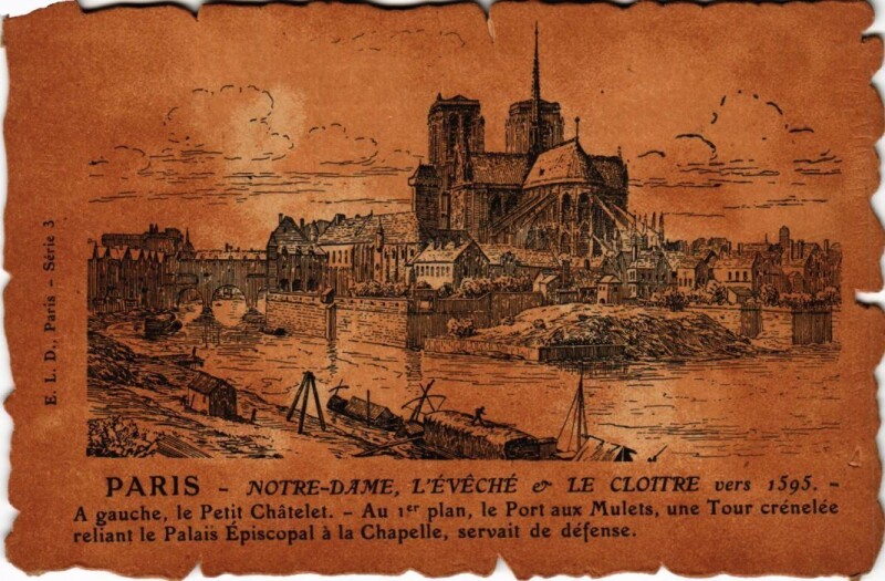 Carte postale ancienne Vieux Paris Notre-Dame l'Eveche et le Cloitre