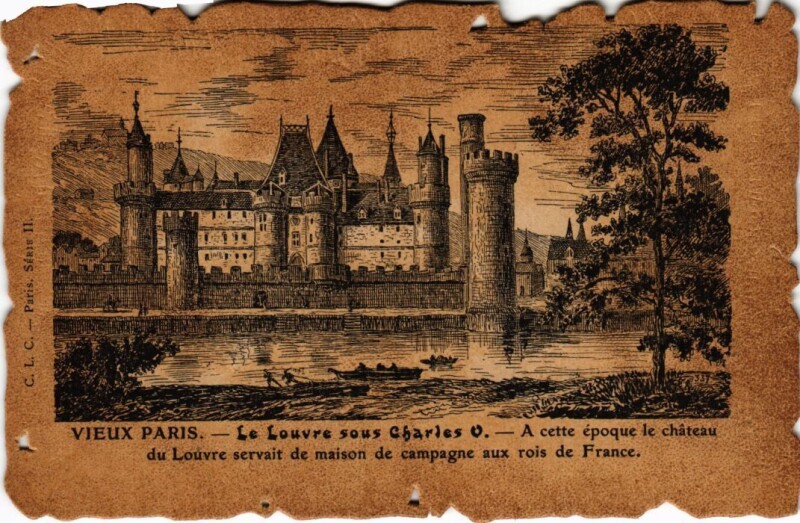 Carte postale ancienne Vieux Paris le Louvre sous Charles V