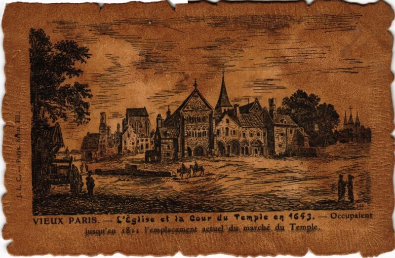 Carte postale ancienne Vieux Paris Eglise et Cour du Temple