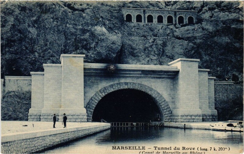 Carte postale ancienne Marseille Tunnel du Rove à Marseille