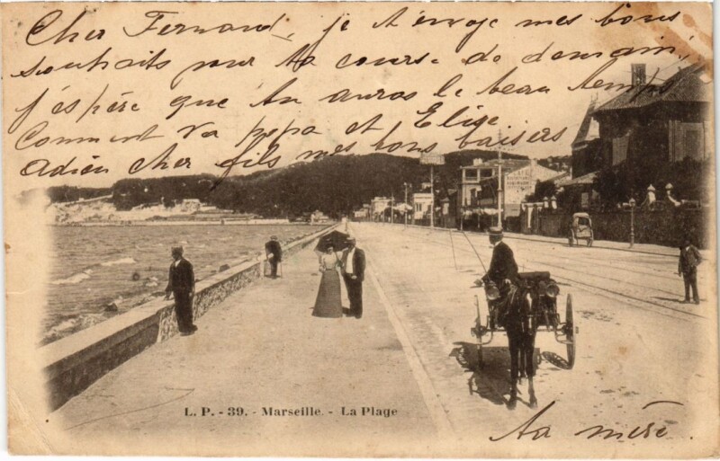 Carte postale ancienne Marseille La Plage à Marseille
