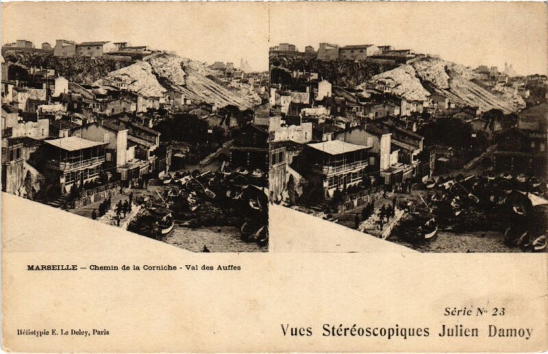Carte postale ancienne Marseille Chemin de la Corniche - Val des Auffes - Stereo Pc. à Marseille