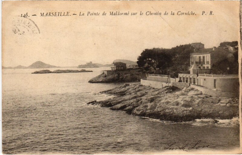 Carte postale ancienne Marseille La Pointe de Maldorme sur le Chemin de la Corniche à Marseille