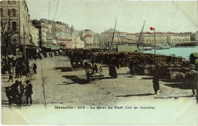 Carte postale ancienne Marseille Le Quai du Port - Cote des Augustins à Marseille