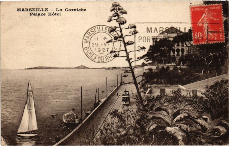 Carte postale ancienne Marseille La Corniche - Palace Hotel à Marseille