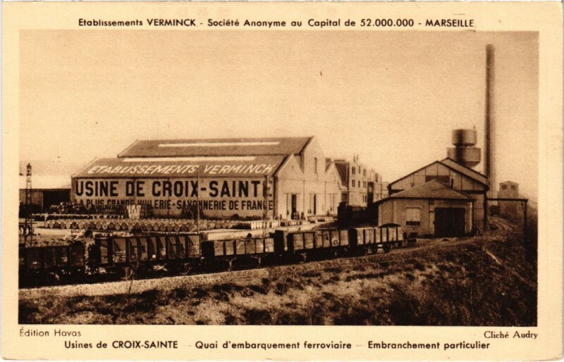 Carte postale ancienne Marseille Etablissement Verminck - Usines de Croix-Sante à Marseille
