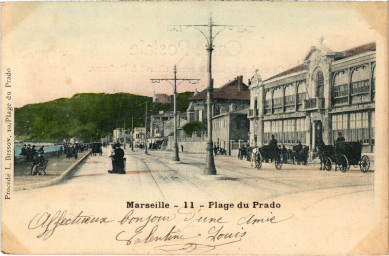 Carte postale ancienne Marseille Plage du Prado à Marseille