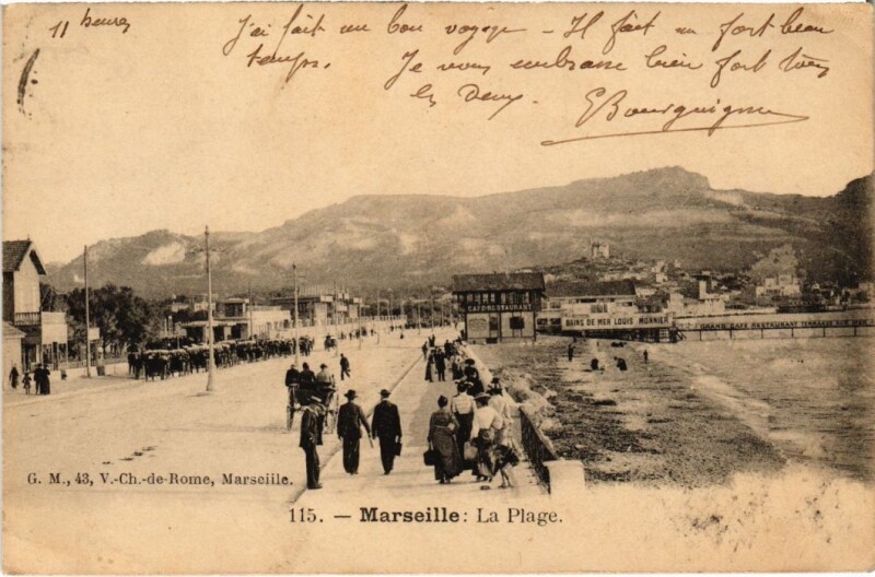 Carte postale ancienne Marseille La Plage à Marseille