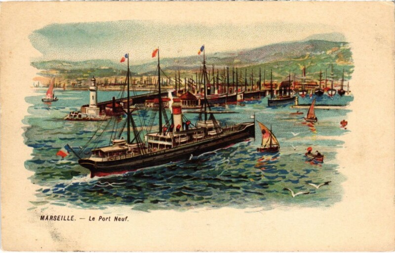 Carte postale ancienne Marseille Le Port Neuf - Litho à Marseille