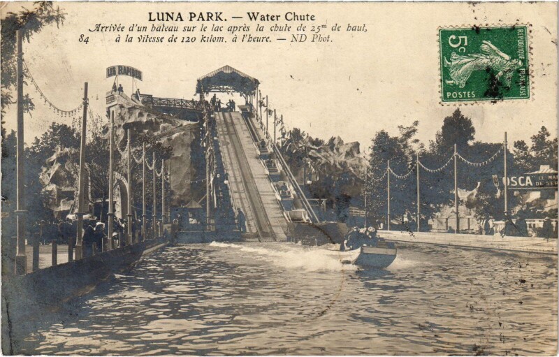 Carte postale ancienne Luna Park - Water Chute à Paris 17e