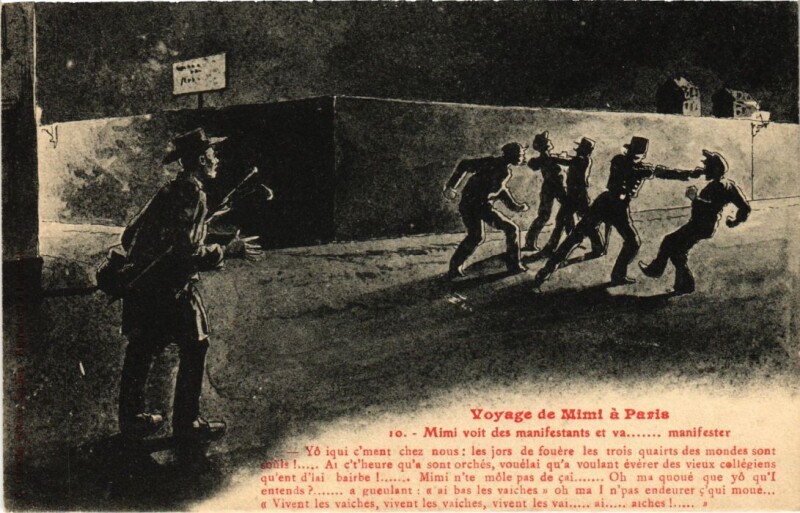 Carte postale ancienne 10 Voyage de Mimi a Paris voit des manifestants et va manifester