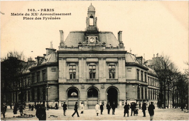 Carte postale ancienne Mairie du XXe Arrondissement à Paris 20e