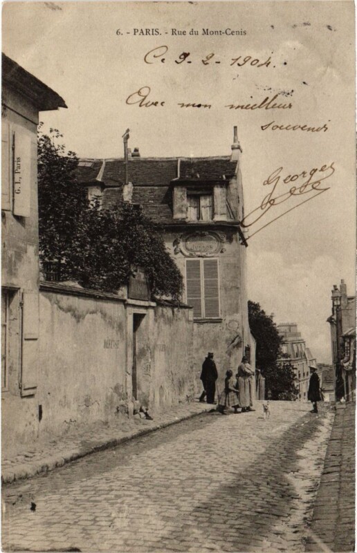 Carte postale ancienne Rue du Mont-Cenis à Paris 18e
