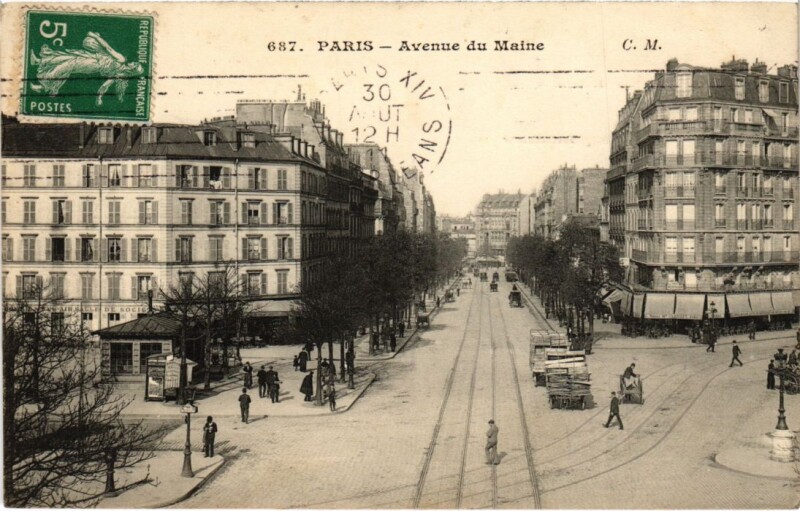 Carte postale ancienne Avenue du Maine à Paris 15e