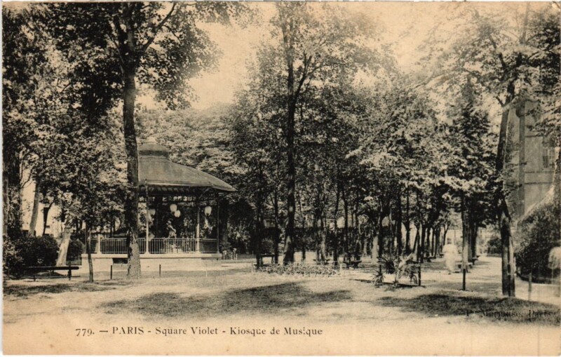 Carte postale ancienne Square Violet - Kiosque de Musique à Paris 15e