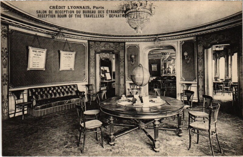 Carte postale ancienne Paris 2e Credit Lyonnais Salon de Reception à Paris 2e