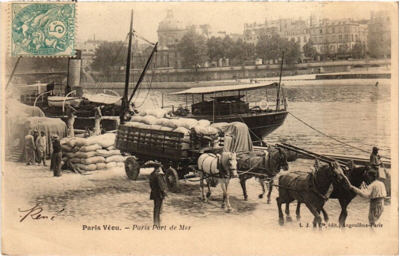 Carte postale ancienne Paris Vecu. Port de Mer