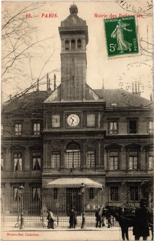 Carte postale ancienne Mairie des Batignolles à Paris 17e