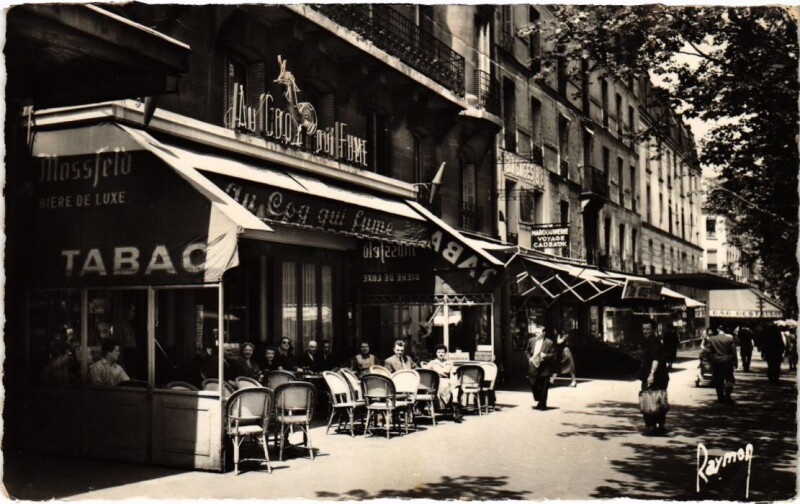Carte postale ancienne Avenue du Maine - Tabac Au Coq qui Fume à Paris 14e
