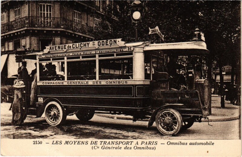 Carte postale ancienne Paris Les Moyens De Transport A Paris Omnibus Automobile à Paris