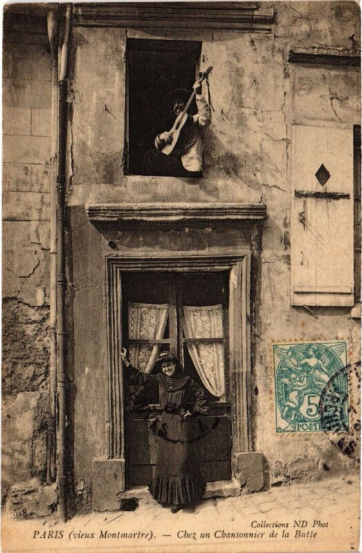 Carte postale ancienne Vieux Montmartre - Chez un Chansonnier de la Butte à Paris 18e