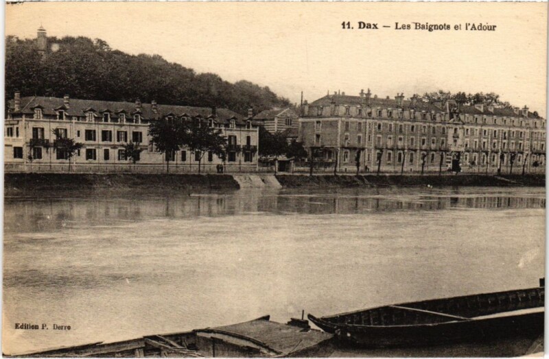 Carte postale ancienne Dax Les Baignots et l'Adour