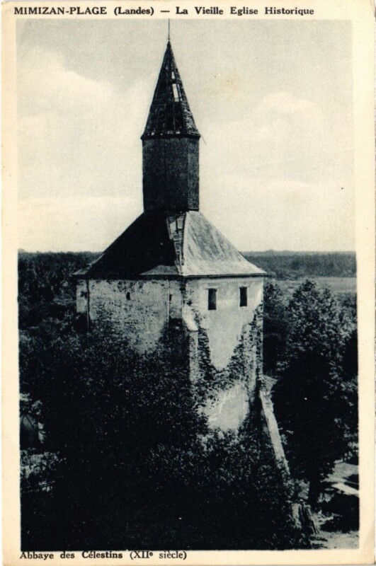 Carte postale ancienne Mimizan les Bains La vieille Eglise Historique à Mimizan