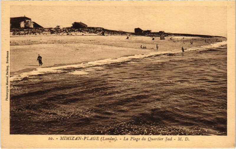 Carte postale ancienne Mimizan les Bains La Plage du Quartier sud à Mimizan