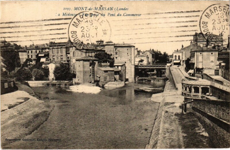 Carte postale ancienne Mont de Marsan vue prise du Pont du Commerce à Mont-de-Marsan