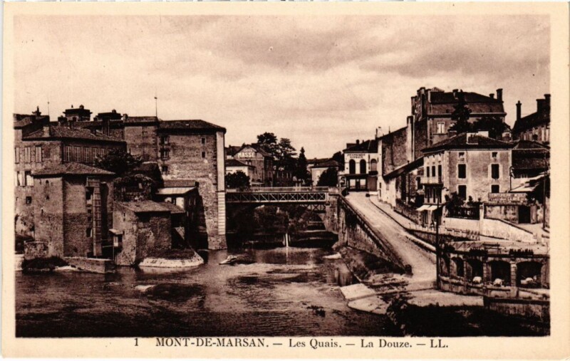 Carte postale ancienne Mont de Marsan Les Quais , La Douze à Mont-de-Marsan