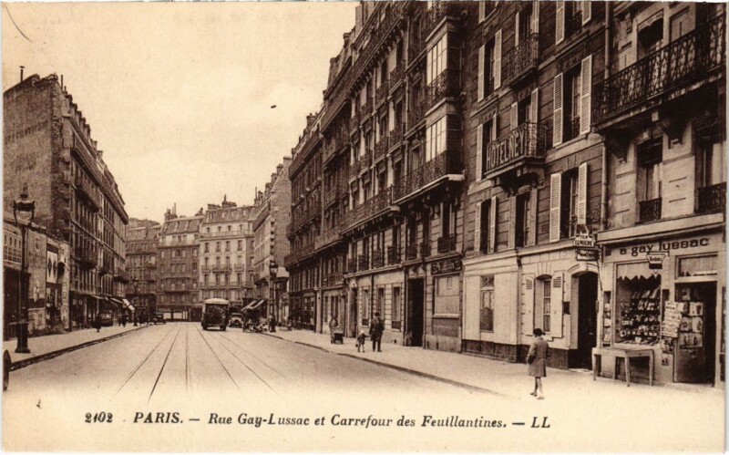 Carte postale ancienne Paris 5e Rue Gay-Lussac Carrefour des Feuillantines à Paris 5e