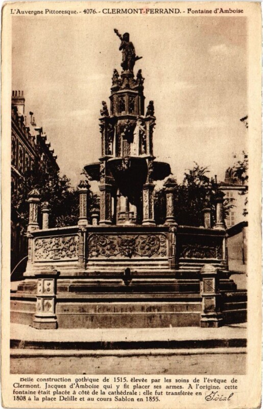 Carte postale ancienne Clermont Ferrand Fontaine d'Amboise France à Clermont-Ferrand