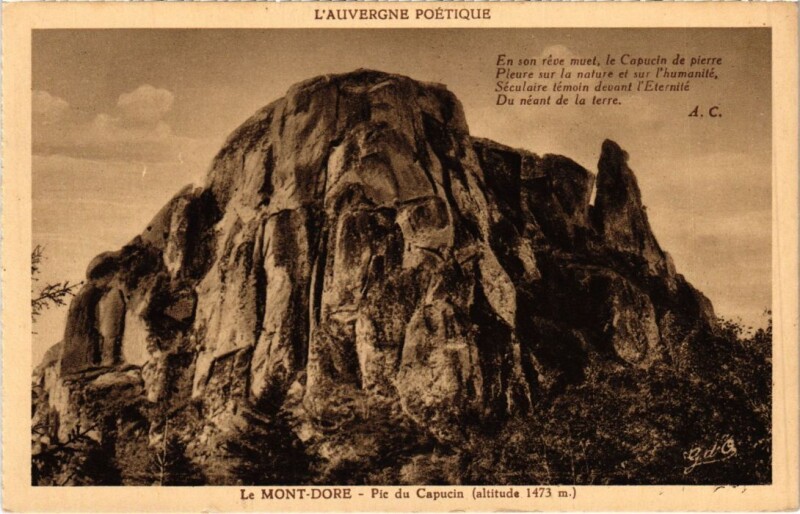 Carte postale ancienne Le Mont Dore Pic du Capucin France à Mont-Dore