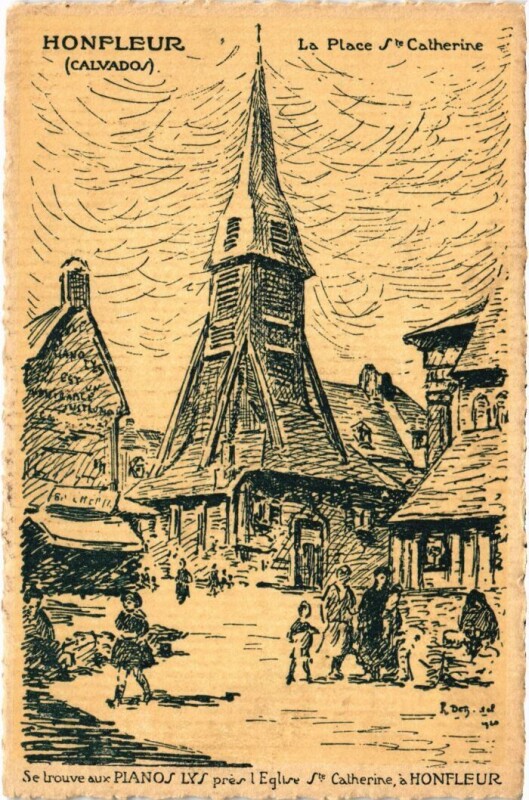 Carte postale ancienne Honfleur La Place St.Catherine France à Honfleur