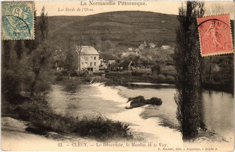 Carte postale ancienne Clecy Le Deversoir, le Moulin et le Vey France au Vey