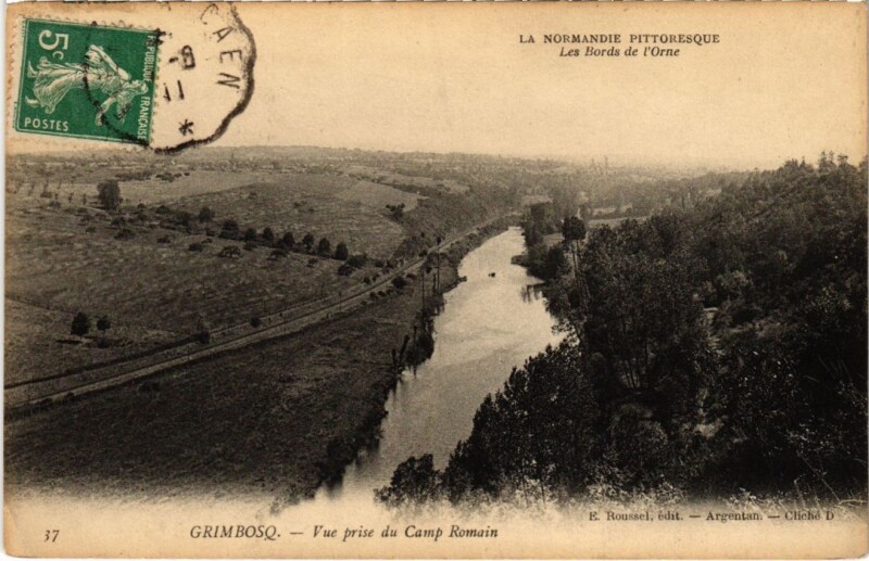Carte postale ancienne Grimbosq Vue prise du Camp Romain France à Grimbosq