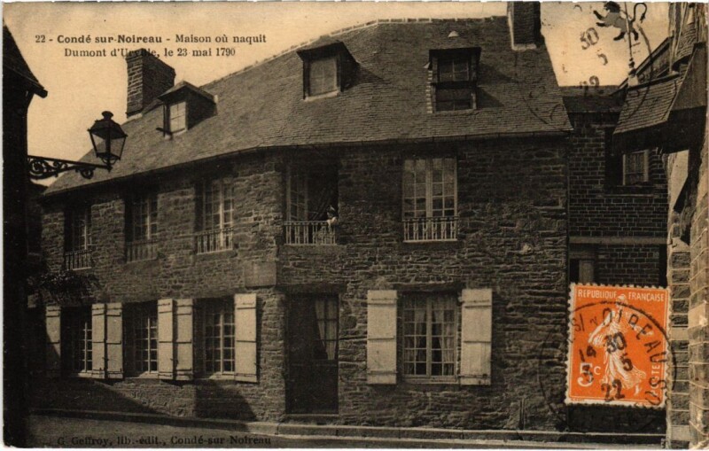 Carte postale ancienne Conde-sur Noireau Maison ou naquit Dumont d'Urville France à Urville