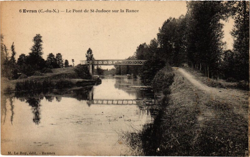 Carte postale ancienne Evran Le Pont de Saint-Judoce sur la Rance à Saint-Judoce