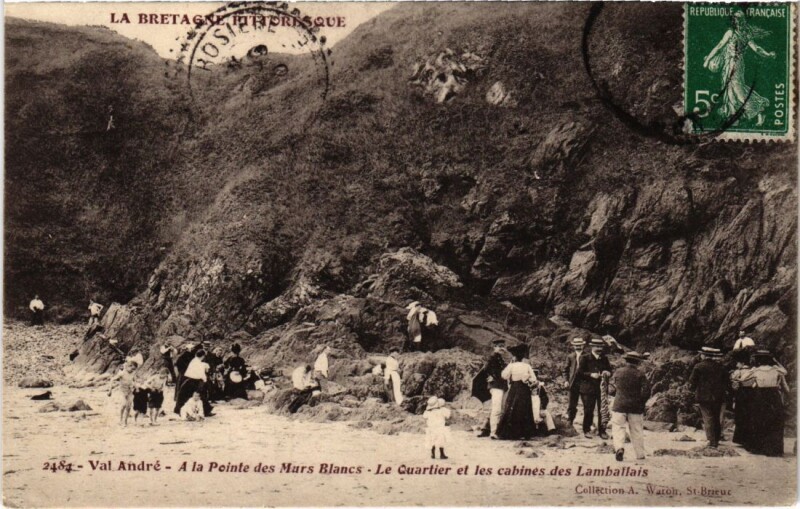 Carte postale ancienne Val-Andre A la Pointe des Murs Blancs