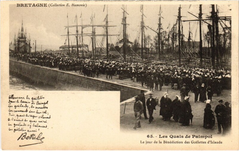 Carte postale ancienne Paimpol Quais - Jour de la Benediction des Goelettes d'Islande à Paimpol