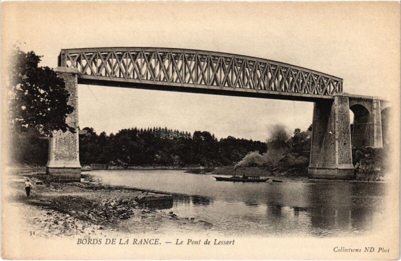 Carte postale ancienne Bords de la Rance - Le Pont de Lessart