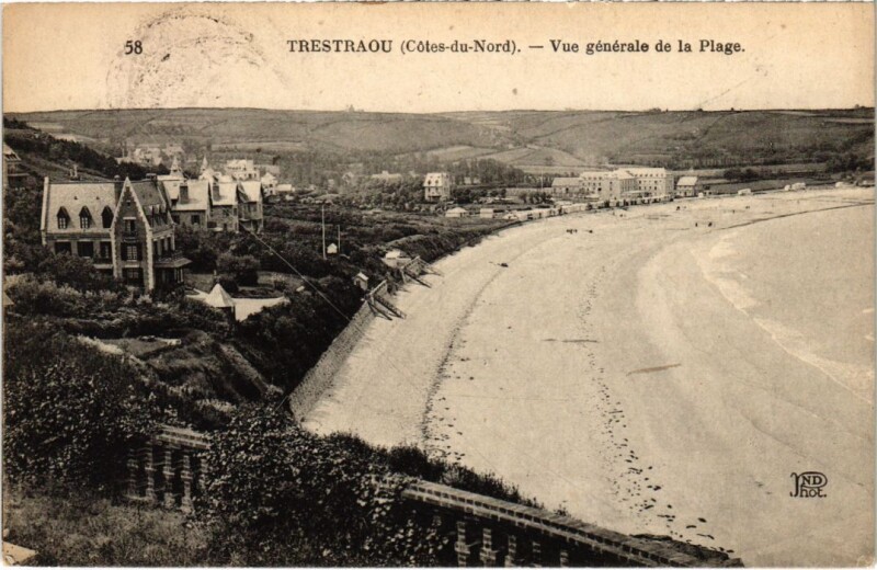 Carte postale ancienne Perros-Guirec Trestraou - Vue Generale de la Plage à Perros-Guirec