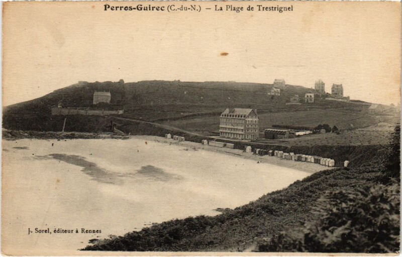 Carte postale ancienne Perros-Guirec La Plage de Trestrignel à Perros-Guirec