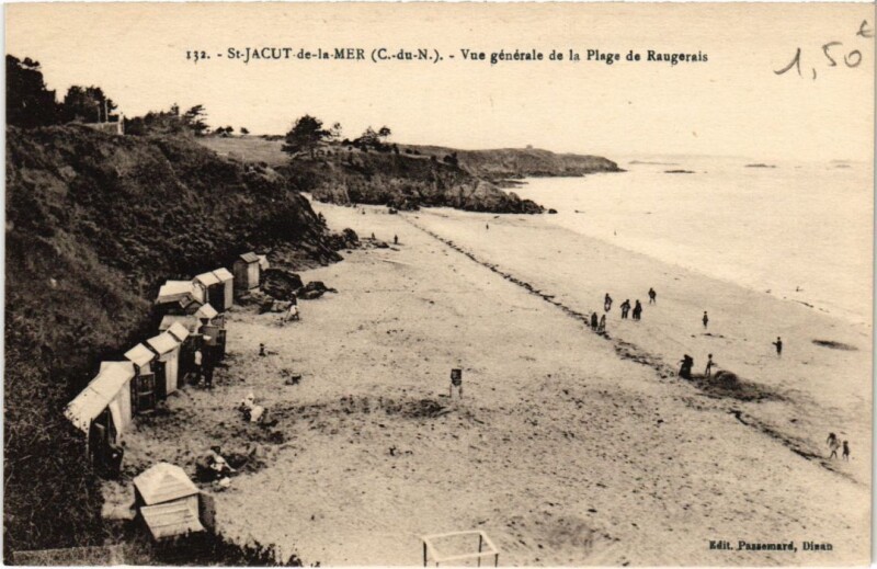Carte postale ancienne Saint-Jacut-de-la-Mer Vue Generale de la Plage de Raugerais à Saint-Jacut-de-la-Mer