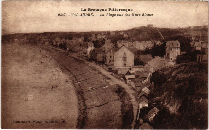 Carte postale ancienne Val-Andre La Plage Vue des Murs Blancs